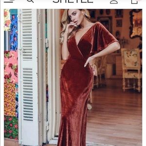 Velvet Bridesmaids Dress in Burnt Orange 🍊